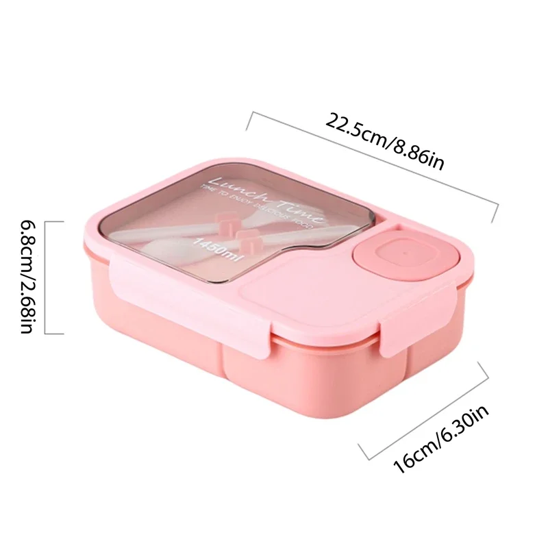 Kawaii Bento Lunch Box for Kids - Cartoon Design with 3 Compartments, Heated Storage for Snacks and Meals