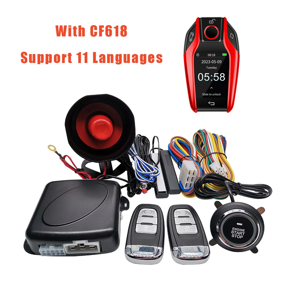 Universal Auto Start Stop Keyless Entry System with CF618 Universal Modified Boutique Smart Remote Key Push One-Button Start car door lock kit car remote starter car remote central kit car remote door lock kit