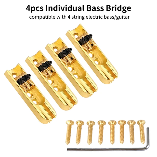 Lot de 4pcs Pont Individuel Unique pour Guitare Electrique Basse à 4 Cordes