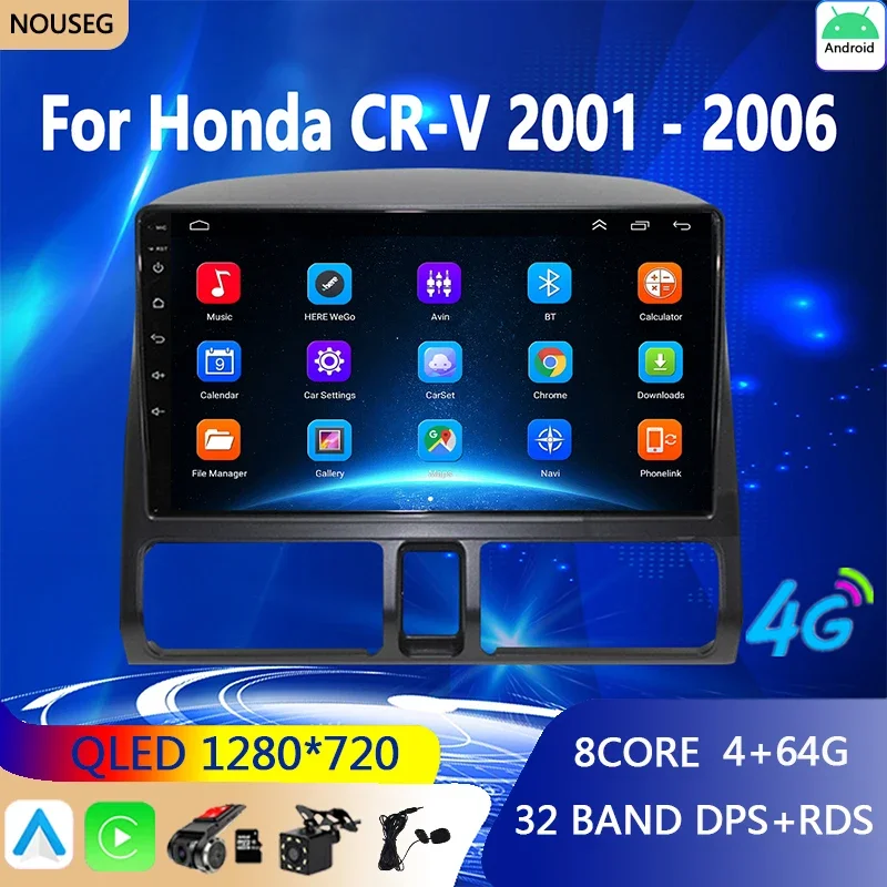 

Автомагнитола Android Carplay для Honda CR-V CRV 2 2001-2006, автомобильное радио, Автомобильный мультимедийный видеоплеер, Carplay GPS BT 2 Din DVD