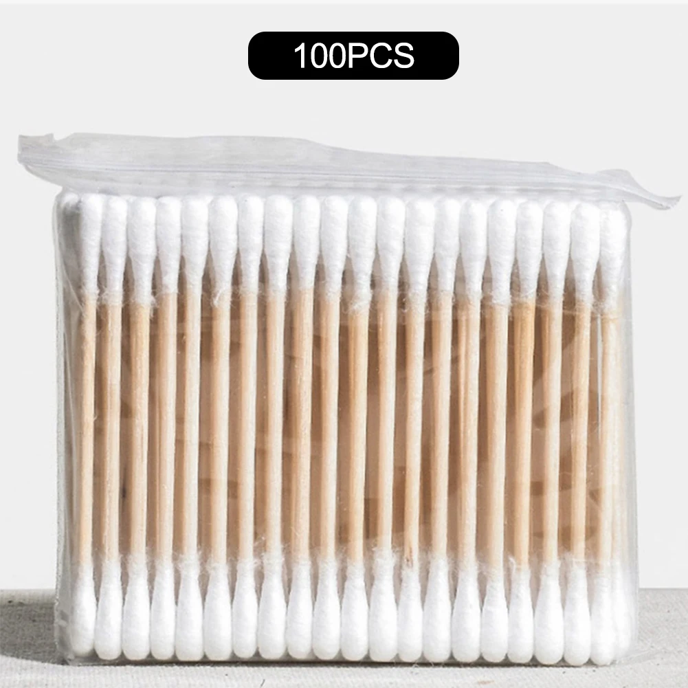 100 Count Cotton Swabs Biodegradable Double-Tipped Swabs Multifunction Round Tips Swabs for Home Travel Use 3
