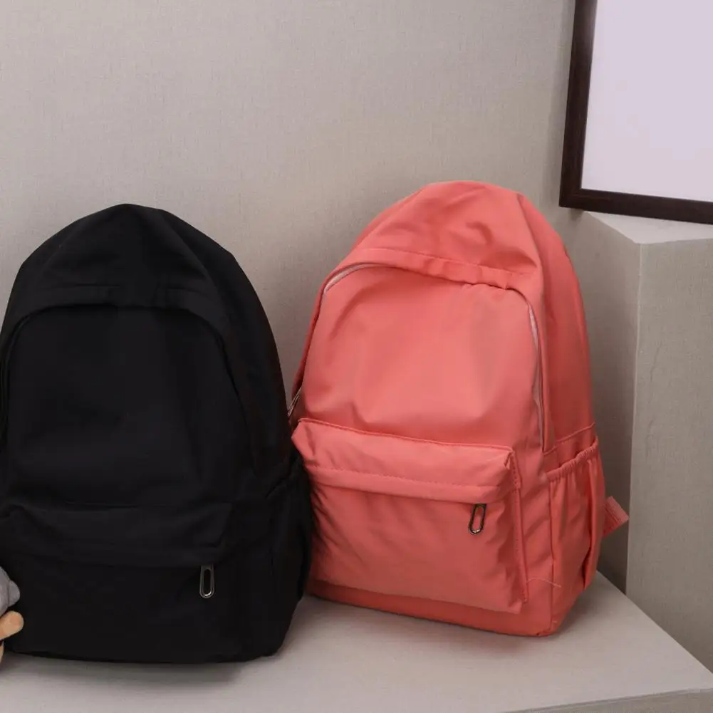 Women Nylon Backpack Preppy Style School Students Solid Color Large Handbags 3