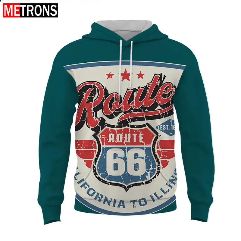 

2023 Plus Men's Long Sweater Loose Top Casual Fashion Harajuku 3D Print 66 Logo Retro Pullover Hooded Pocket Top Spring