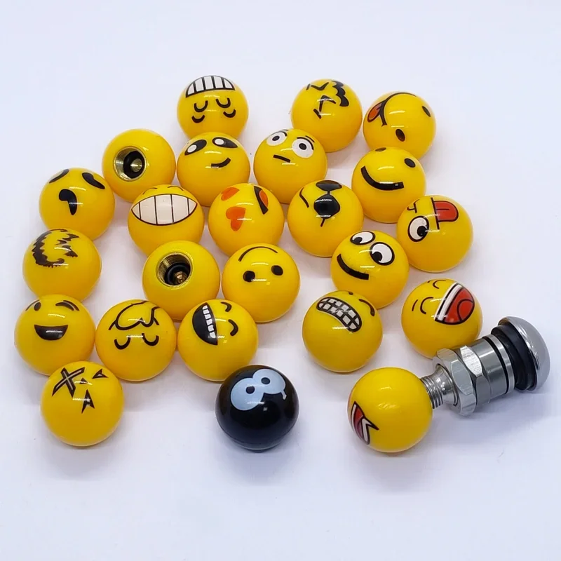 Aluminum Smiley Face Tire Valve Stem Caps - Set of 4