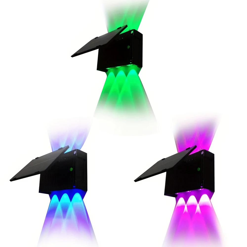 야외 2835 RGB 방수 태양광 벽 램프, 6 LED 비즈, 태양광 울타리 조명, 정원 장식, 색상 변경 햇빛 조명