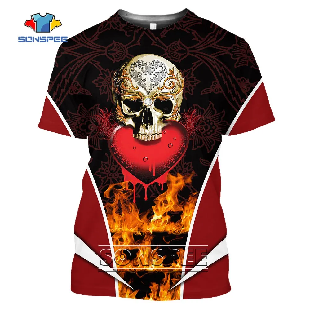 

3D Print Hell Demon Monster Skull T Shirt 2022 Fashion Street Personality Unisex Short Sleeve Summer Loose Thin O-neck Tees Top