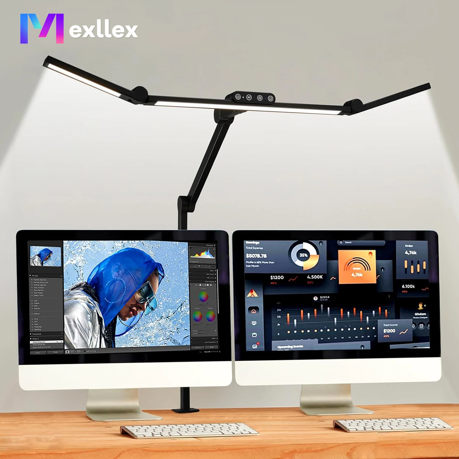 28.2" Large Transformable LED Desk Lamp with Clamp, Architect Ultra Bright 24W Light, Auto Dimming and Sensor Design for Office