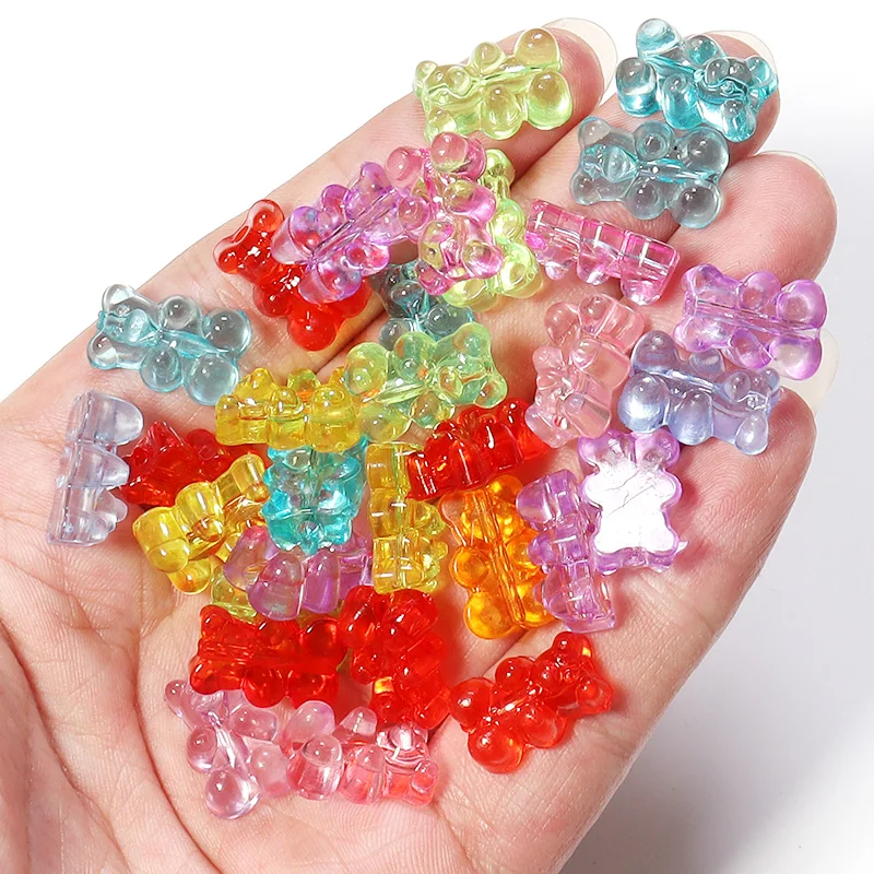50 Stück bunte, transparente, niedliche Gummibärchen-Acrylperlen für die Schmuckherstellung, DIY-Halskette, Armband, Ohrringe, Weihnachtsgeschenk – Detail 7