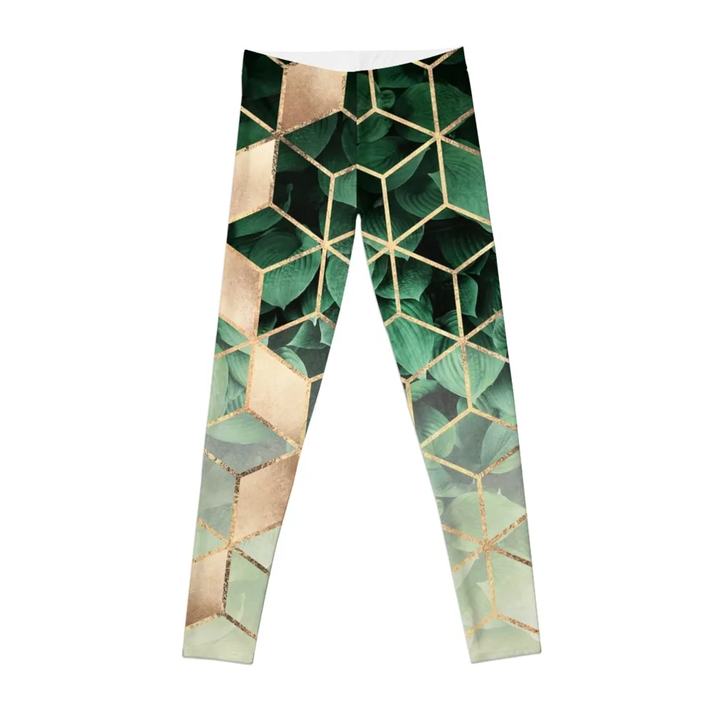 

Leaves And Cubes Leggings gym pants Fitness woman push up fitness Women sportwear Womens Leggings