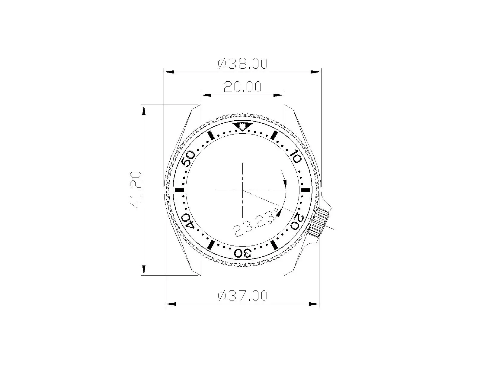 38mm silbrig 3,8 Krone Uhrengehäuse Saphirglas für Seiko NH35 NH36 NH70 4R Uhrwerk Transparente/solide untere Abdeckung SKX007/013 – Detail 15