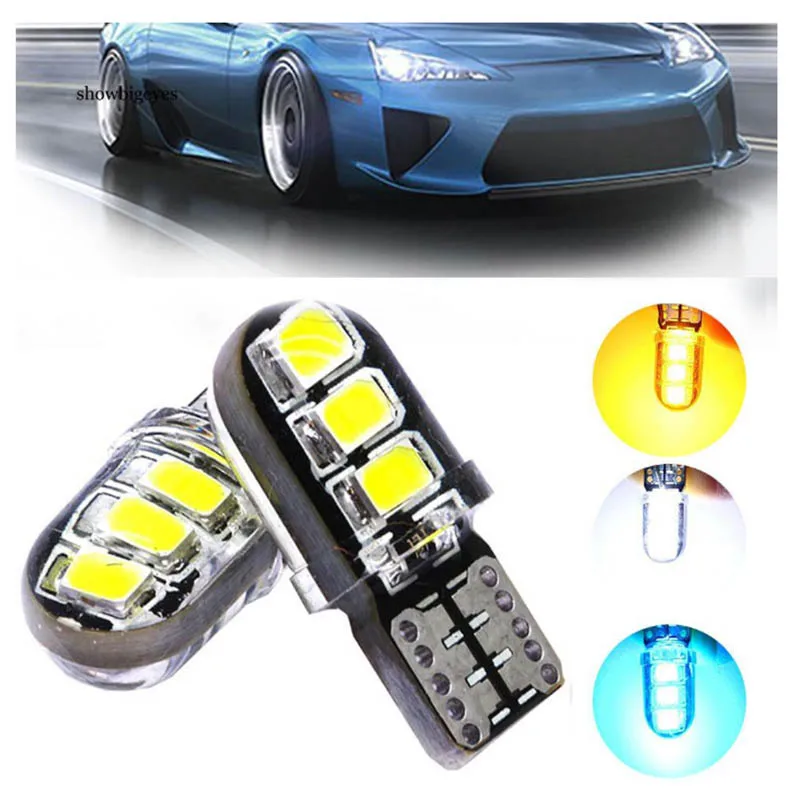 

2pcs LED W5W T10 194 168 W5W LED 6SMD Led Parking Bulb Auto Wedge Clearance Lamp Reading Light CANBUS Silica gel LED Car Light