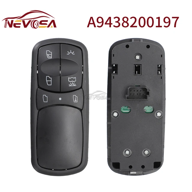 مفتاح نافذة NEVOSA-Power للشاحنة ، زر رافع زجاج التحكم ، زجاج التحكم ، مرسيدس بنز Actros MP1 MP2 ، A9438200197 ، A9438200097