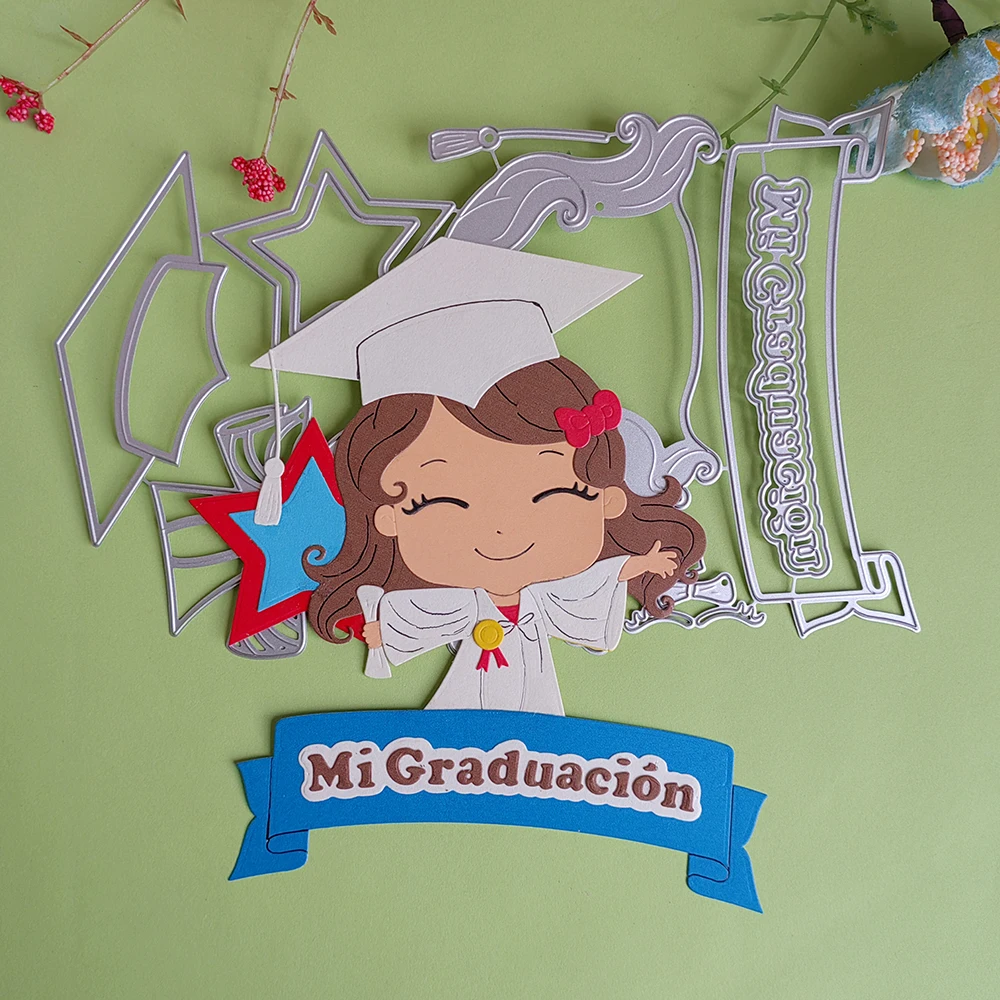 

Набор для вырезания испанской девушки MI GRADUACION для английских букв, альбомов для скрапбукинга, рельефов, мастерских, фотоальбомов, пазлов