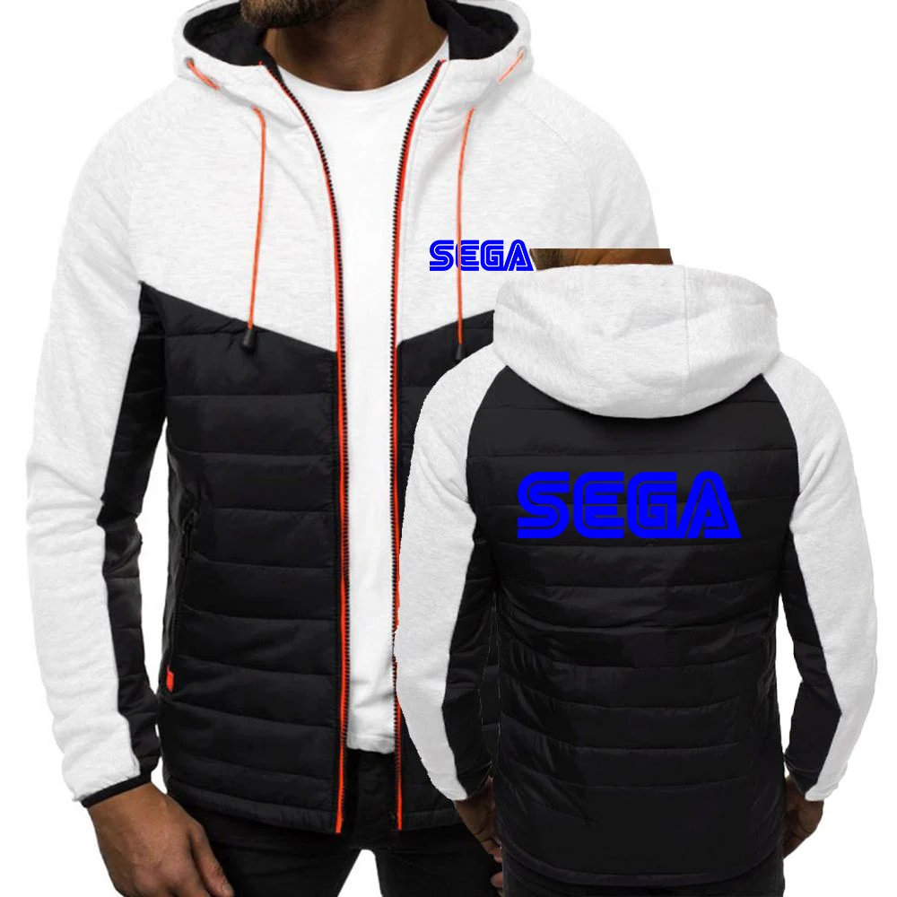 Sega autumn/winter 2023 men's seven-color printing cotton-padded jacket comfortable with exquisite hooded coat design.