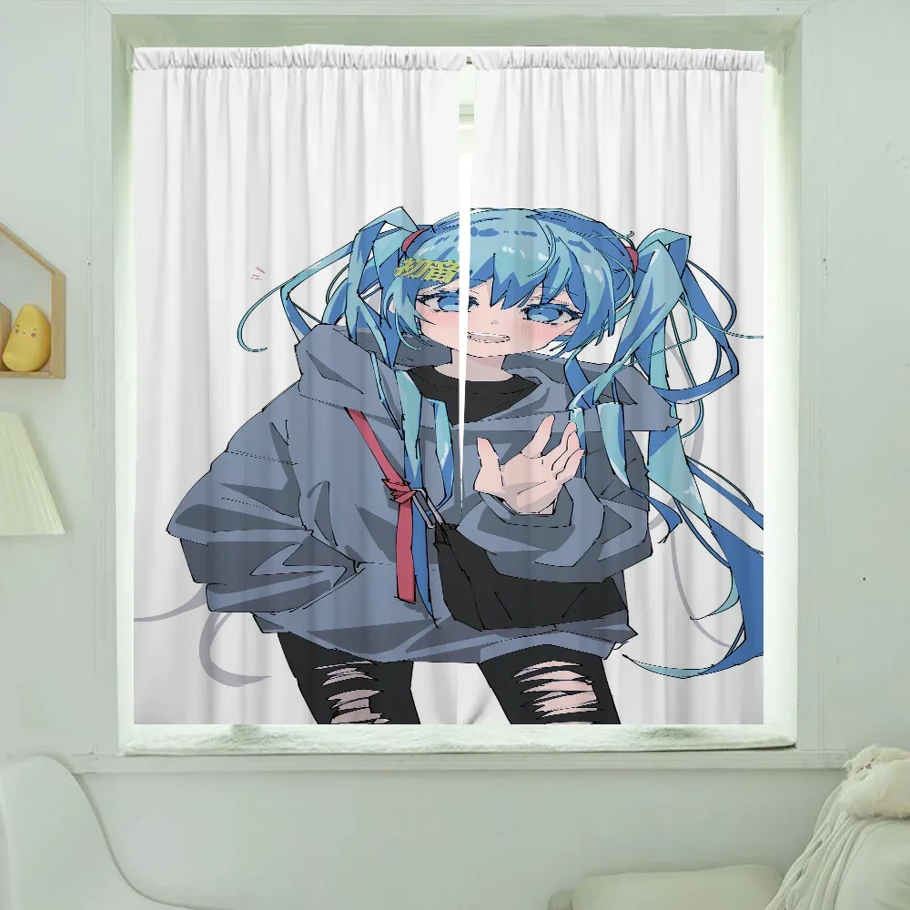Window Kitchen Curtains for Living Room 2 Pieces Blackout Curtains Door Curtain  Hatsune M-mikus Bedroom Decoration Partition 3