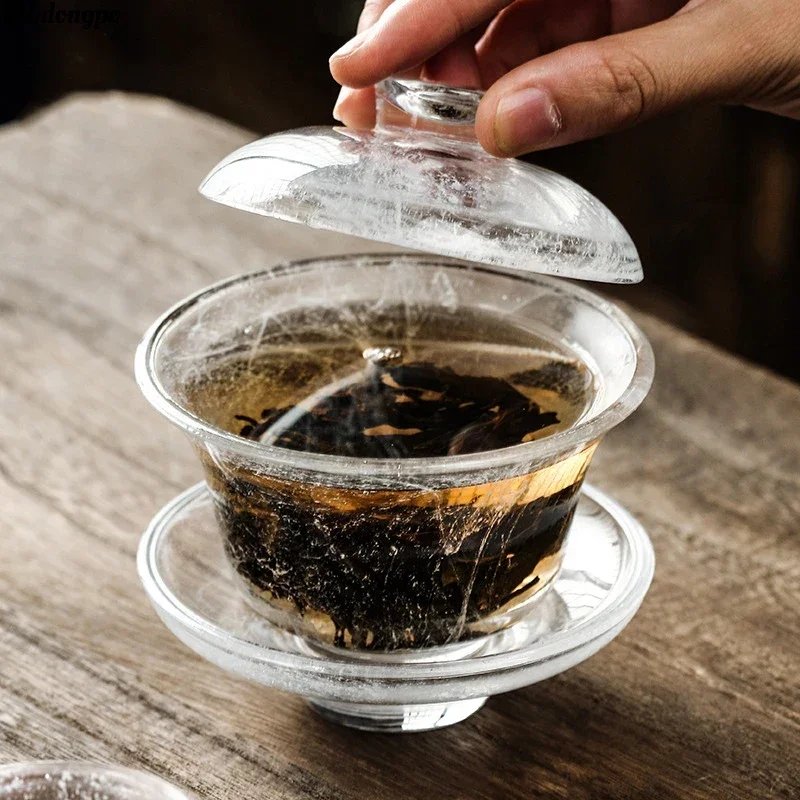 Snow Crystal Glass Tea Tureen Glazed Tea Maker Kung Fu Set High-grade Cup Large Transparent Built Lamp Best Gift