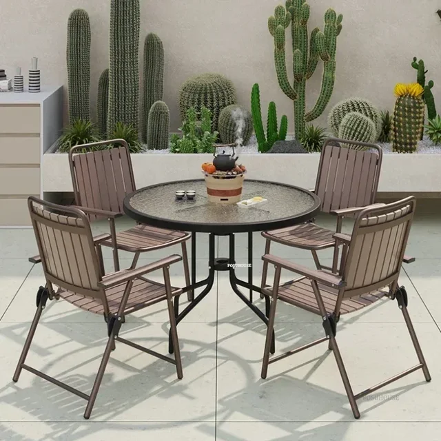 Balcony Leisure Coffee Table Chair Open-air Patio Outdoor Furniture Sets  Foldable Outdoor Table and Chair Garden Furniture Sets