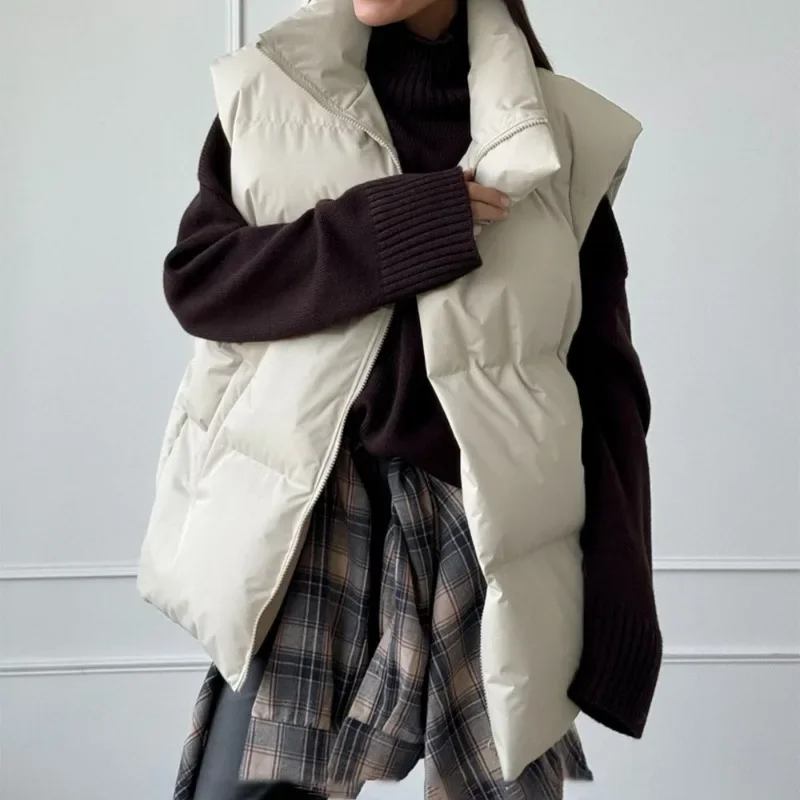 Talenza Women's Cotton Vest Jacket New Sleeveless Sports Casual Solid Color Winter Warm Vest Jacket Vest Women's Cotton Jacket 4