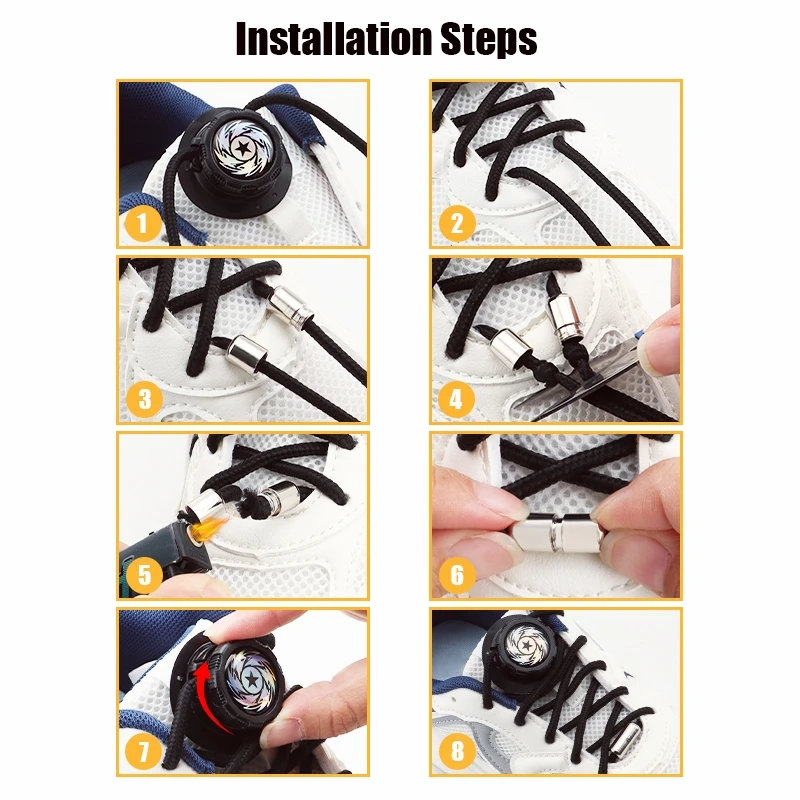Automatic Shoe Laces Without Ties Swivel Metal Capsule Buckle Shoelaces Thick Rope Sneakers Shoelace Upgrade Easy Installation shoe laces shoelaces without ties shoe accessories