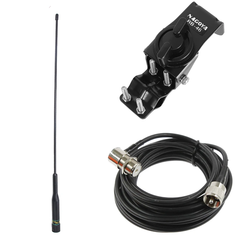 NL-R3 antenna with black RB-46 Mount Bracket and 5M RG58 Extension Cable For Car Radio Kenwood Yaesu ICOM