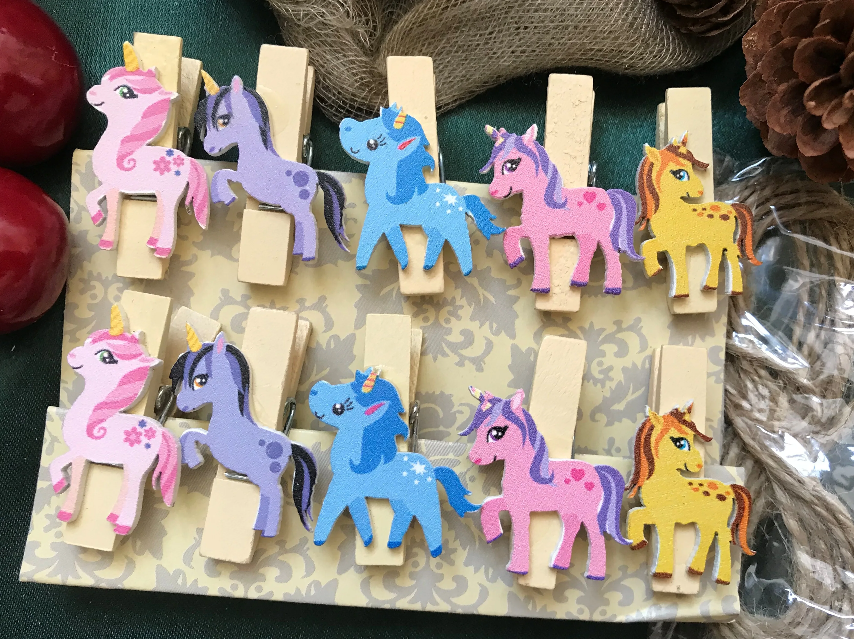

120pcs Colorfule Horse Pin Clothespin,Photo Paper Clips Fashion Special Gift,Paper Wooden Pegs for Party Decoration Ornament