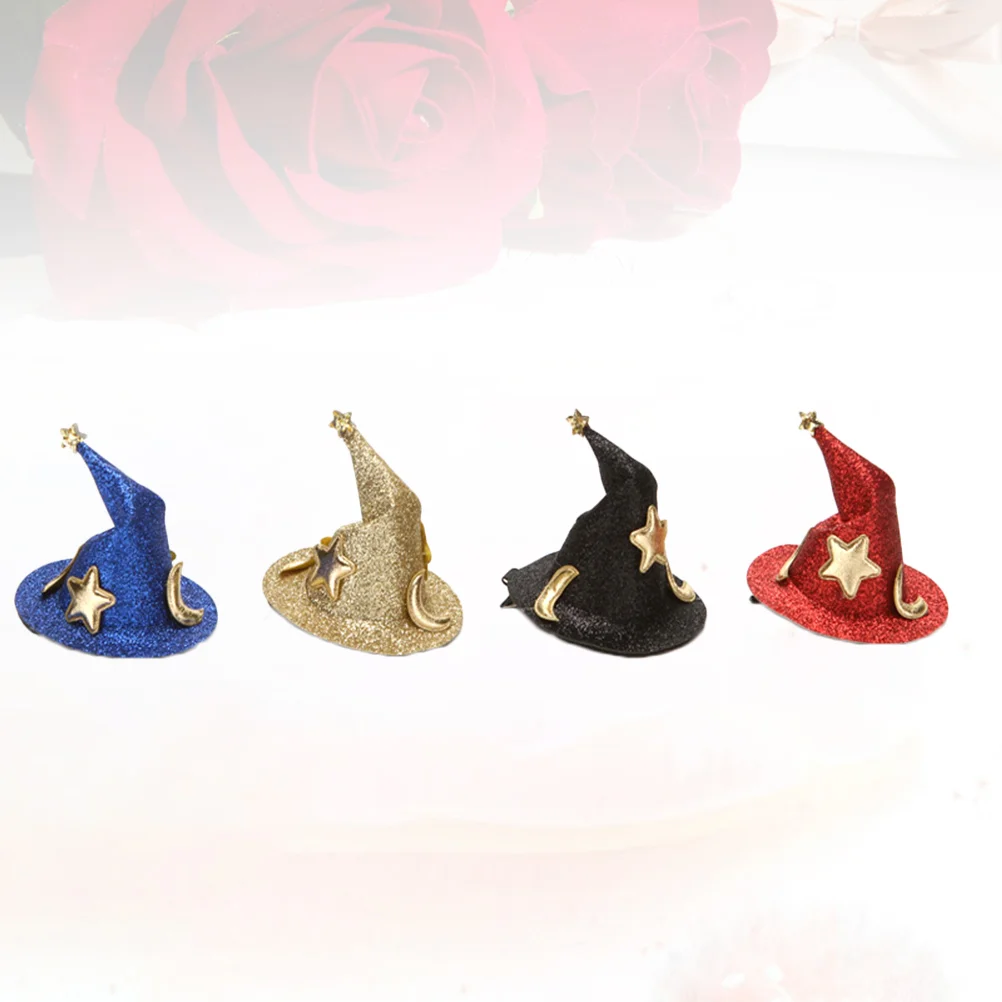 

3pcs Halloween Kids Hair Clips Children Hairpin Witch Hat with Star and Moon pattern Barrettes Hair Accessories for Costume