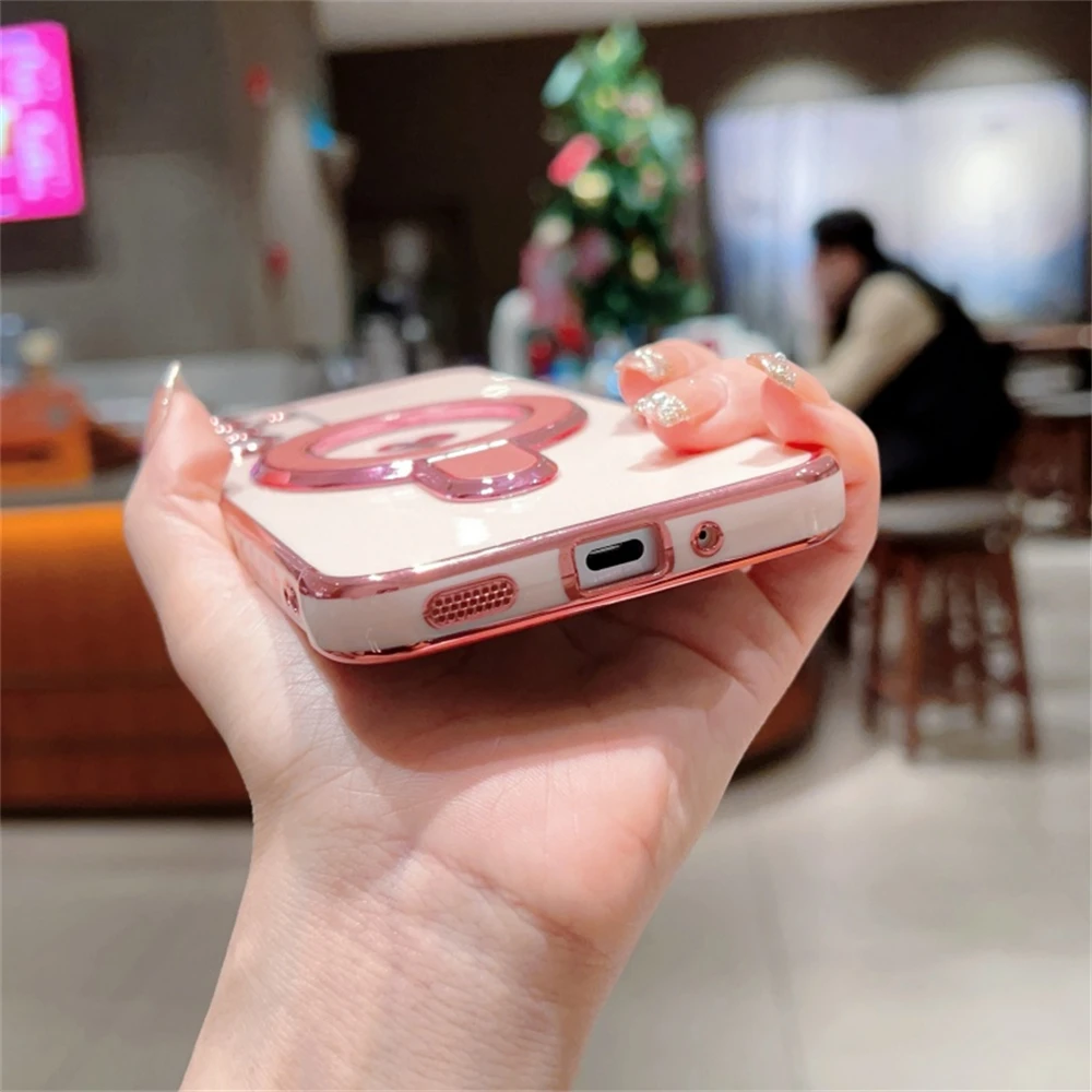 Magnetic Plating Heart Stand Phone Case For Samsung Galaxy Series_voghion.com