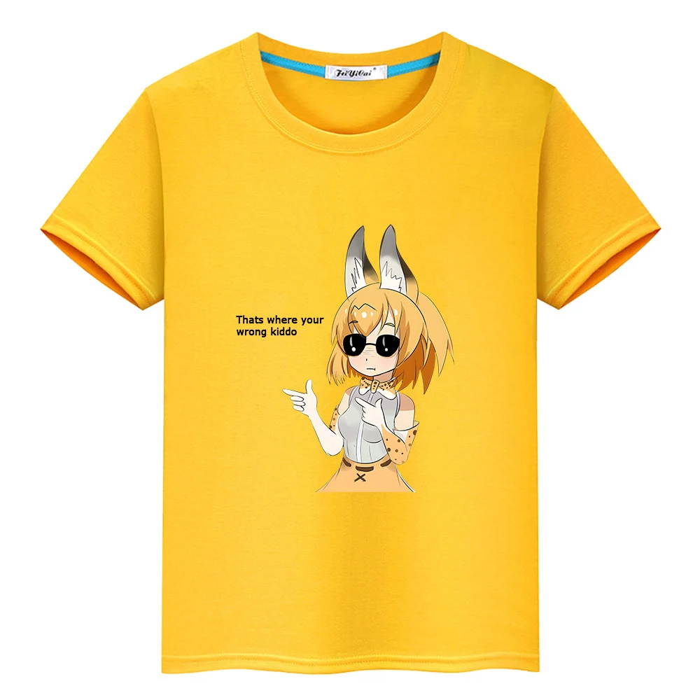 

Anime Kemono Friends Serval Print T-shirt Japanese Manga Graphic Children Tee-shirt 100% Cotton Boys and Girls Tshirts Kawaii