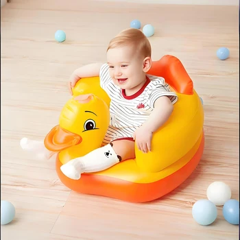 Sedile gonfiabile per bambini Sedile per anatra per cartoni animati per bambini, PVC portatile Impara a sedersi Sgabello Divano per bambini Sedia Camera da letto Divano da bagno
