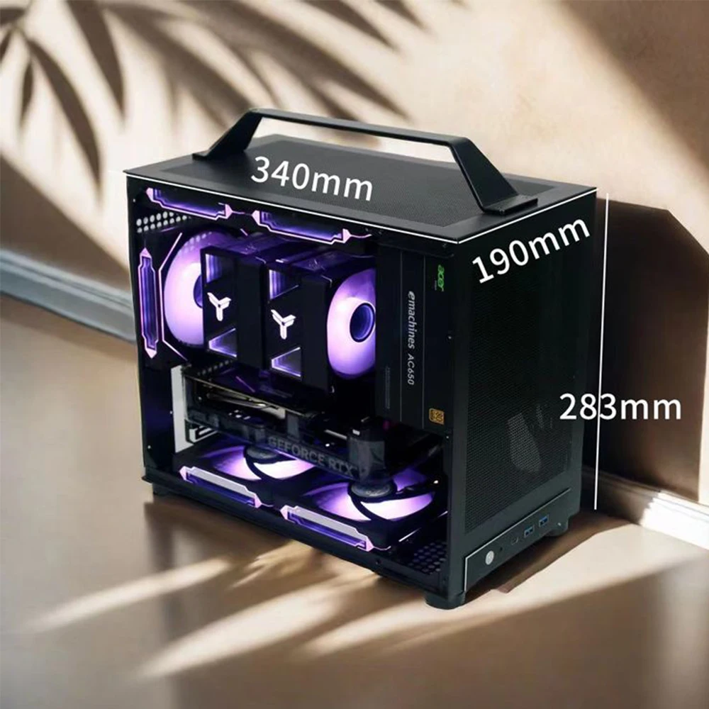 MATX PC 케이스 게이머 캐비닛 케이스, PC DIY 게이밍 컴퓨터 케이스, PC 캐비닛 휴대용 케이스, 방진 메쉬 데스크탑 섀시, 18.3L