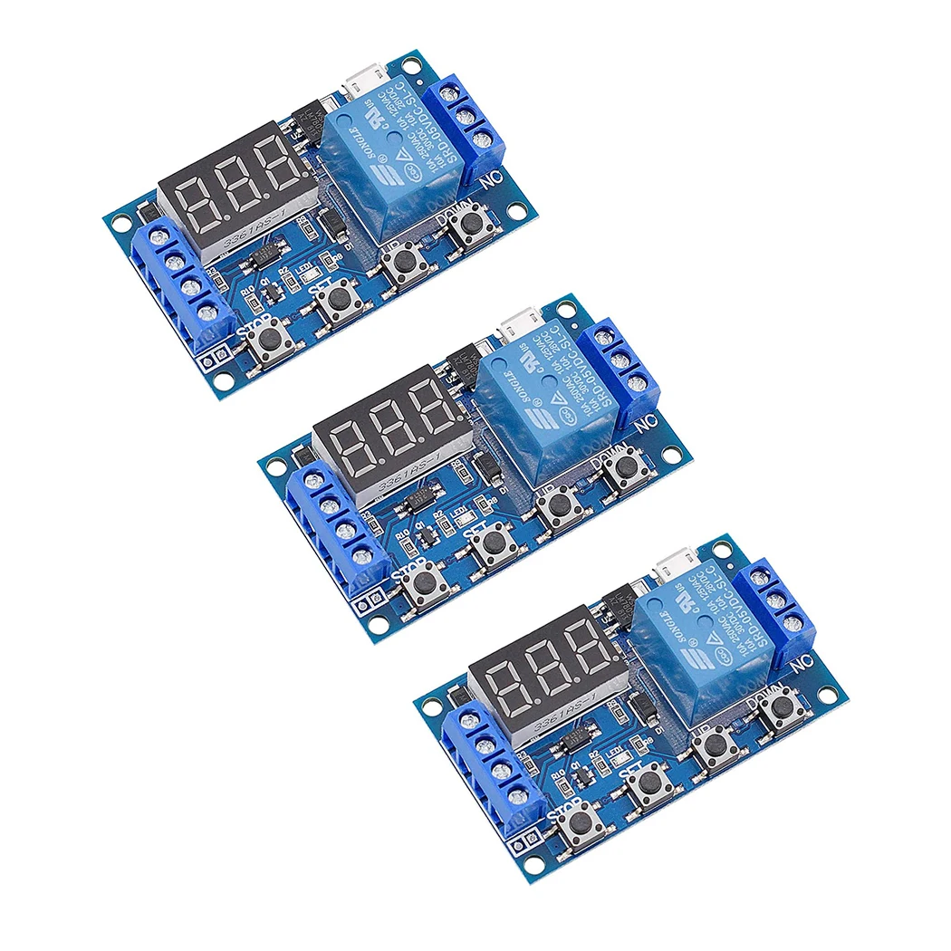 1/3PCS DC 6-30V Support Micro USB 5V LED Display Automation Cycle Delay ...