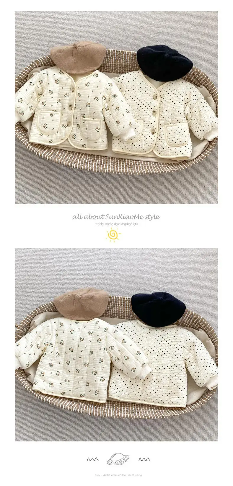 Description Picture 4 of item2025 Winter New Baby Long Sleeve Warm Coat Infant Girls V-neck Floral Cardigan Newborn Cotton Padded Jacket Baby Thick Clothes