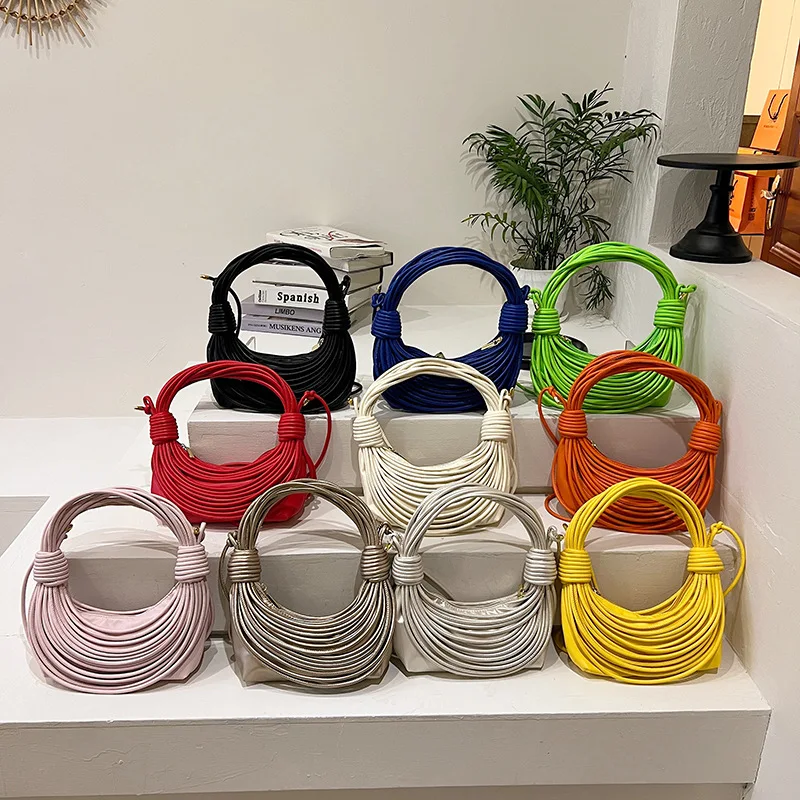 

2024 new women's bag South Korea fashion texture braided strip knotted bag multi-color popular ladies cross-body handbag