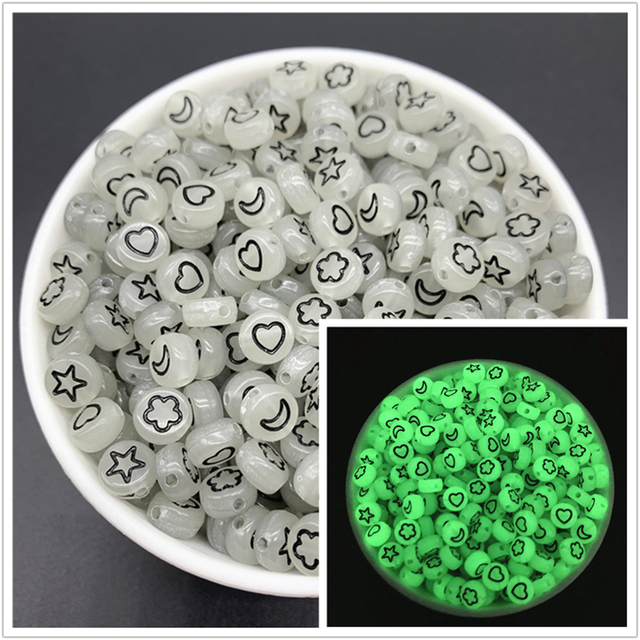 7mm Luminous Letter Beads Alphabet Acrylic Spaced Beads For Jewelry Making DIY Charms Bracelet Necklac