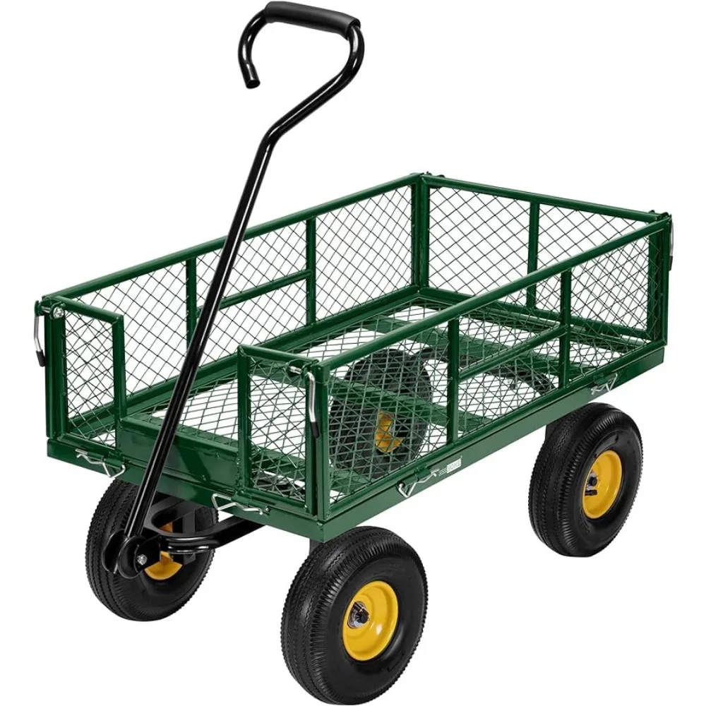 

Carrying Cart Heavy Duty 880 Lbs Capacity Mesh Steel Garden Cart Folding Utility Wagon Camping Trolley With Wheels Loading Tools