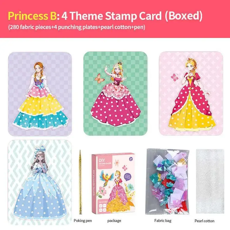 thumbnail image 1 of Tarjetas de dibujo 3D para hacer tú mismo, rompecabezas para niños, juguetes de entrenamiento de motricidad fina, juego hecho a mano, tarjetas de combinación, juguete para vestir a princesas, 1 of 5