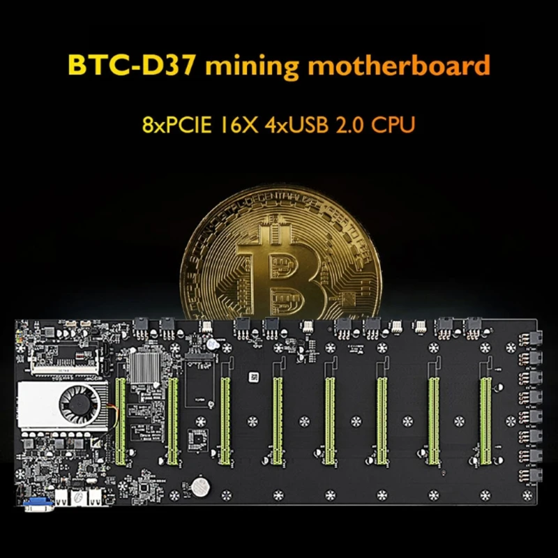 BTC D Miner Motherboard CPU Set Expandable Port 8 Card Slot for DDR3 8 x  PCIEX 1 x SATA3.0 +1 x SATA2.0 +1 xmSATA2.0