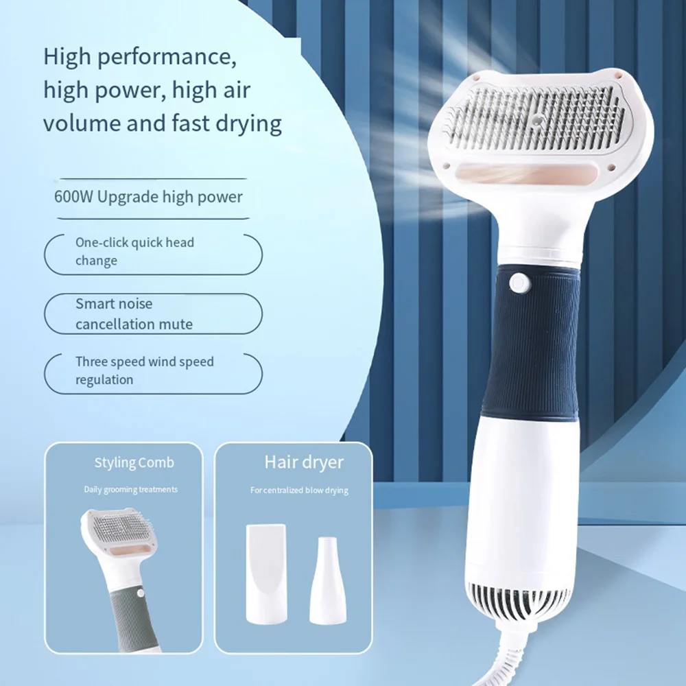 2-in-1 Pet Grooming Dryer Portable three-speed wind speed with Slicker Brush - PeticaDeals