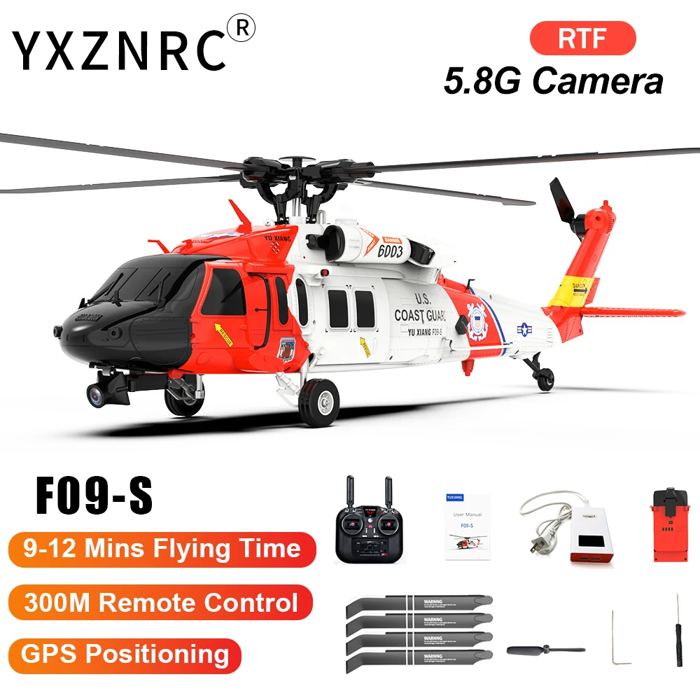 YXZNRC RC 헬리콥터 F09-S 2.4G 6CH 자이로 GPS 광학 흐름 포지셔닝 5.8G FPV 카메라