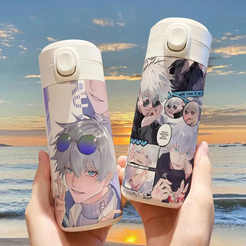 Anime Jujutsu Kaisen Tumbler Thermos Bottle Cartoon Gojo Thermal Stainless Steel Water Cup Portable Kid Adult Sport Water Bottle