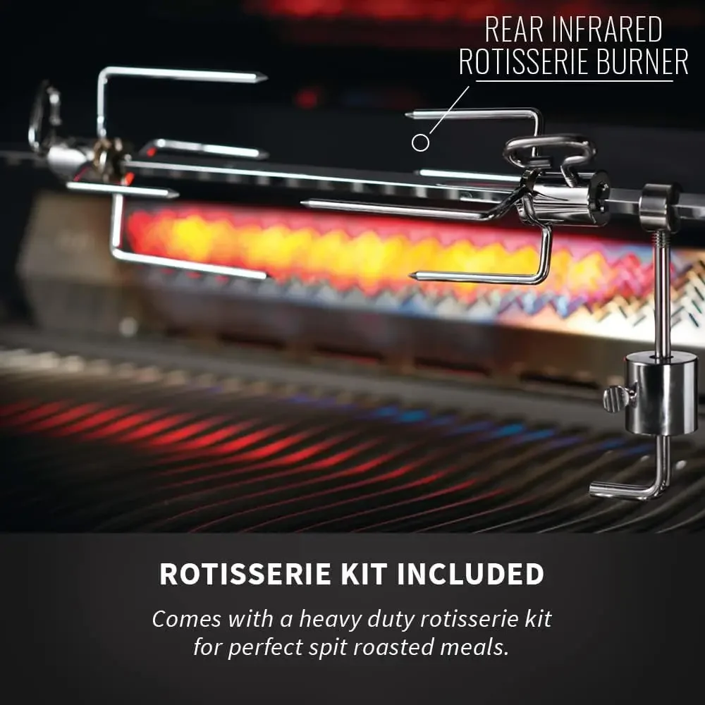 Built-in Prestige 500 BBQ Grill Stainless Steel Natural Gas 3 With Infrared Rear Burner, Premium Barbecue For Grilling Masters