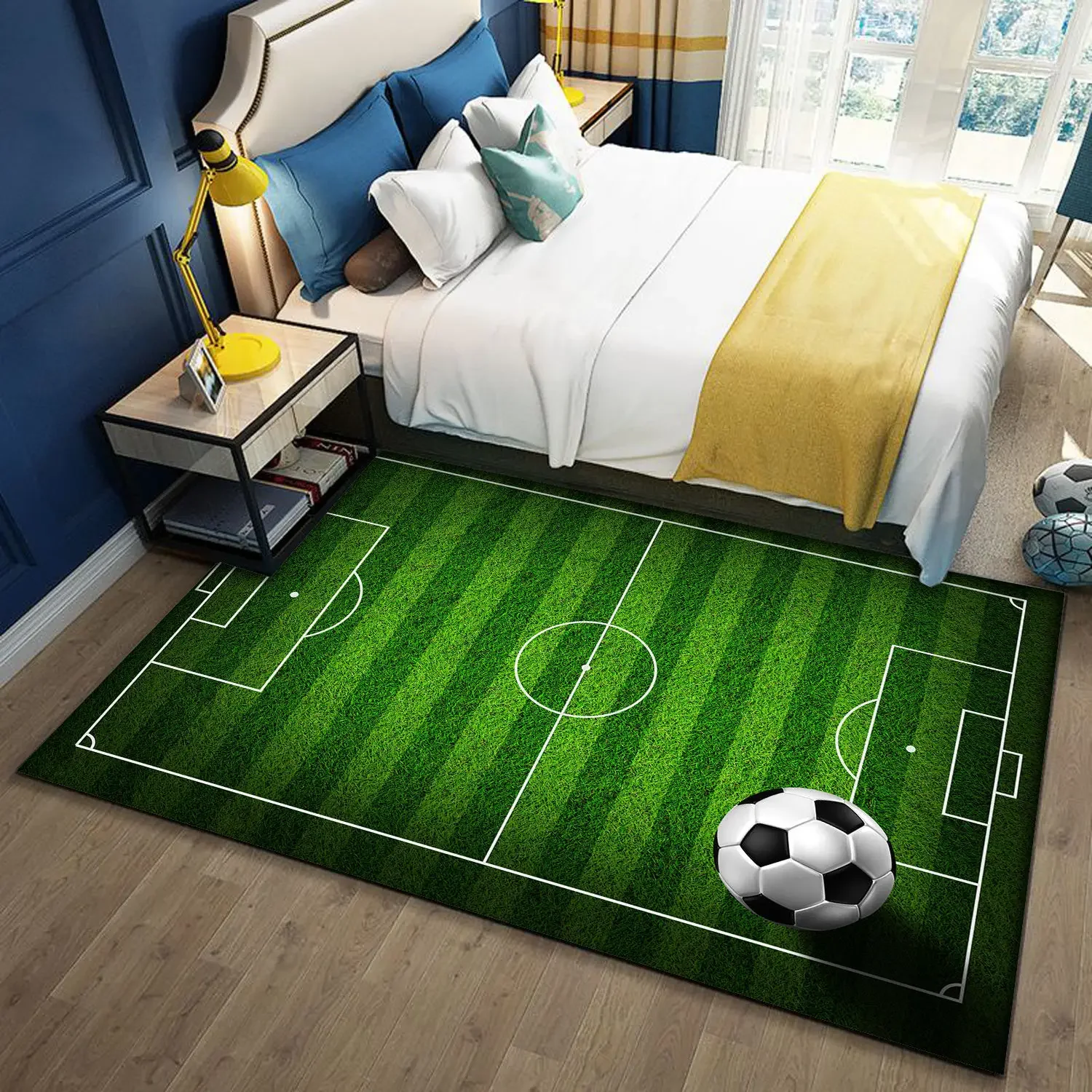 Football Field Carpet for Living Room Home Decor Children's Play Anti-slip Large Area Rugs Bedroom Bedside Foot Pad Bath Doormat