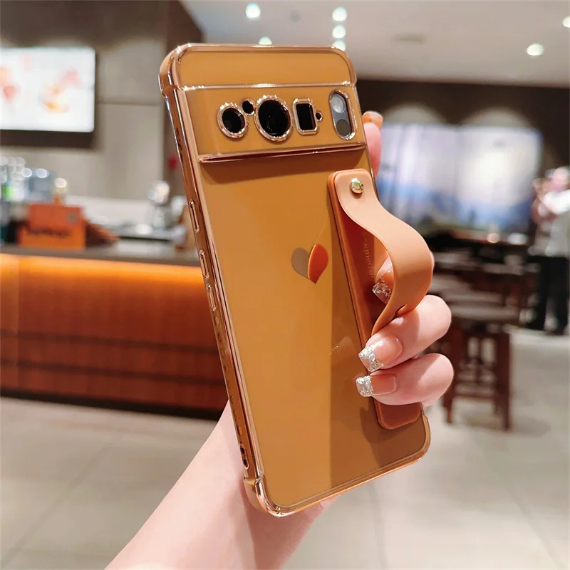 Phone Case For Google Pixel 7a 8 Pro Cute Heart Plating Bumper_voghion.com