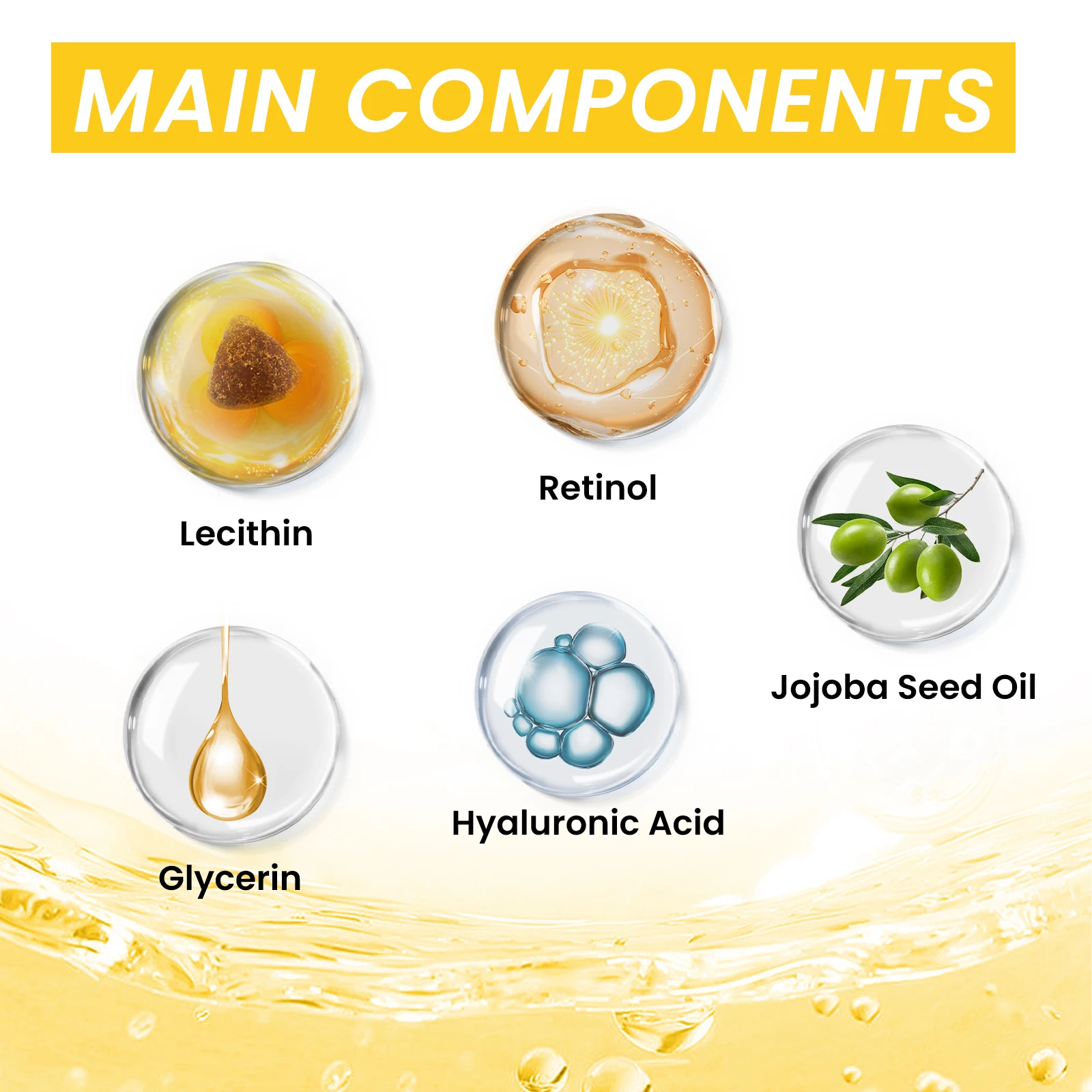 Retinol Anti-Wrinkle Serum Anti Aging Face Lifting Firming Fade Fine Lines Moisturizing Skin Care Hyaluronic Acid Facial Serum 3