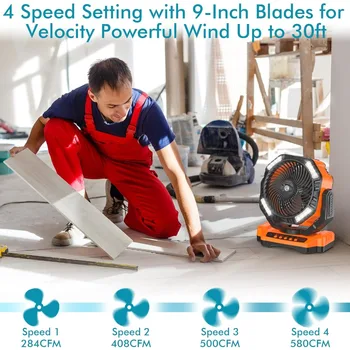 40000mAh Battery Operated Camping Fan, Rechargeable High Velocity Floor Fan, Auto Oscillation Remote Control Timer 3