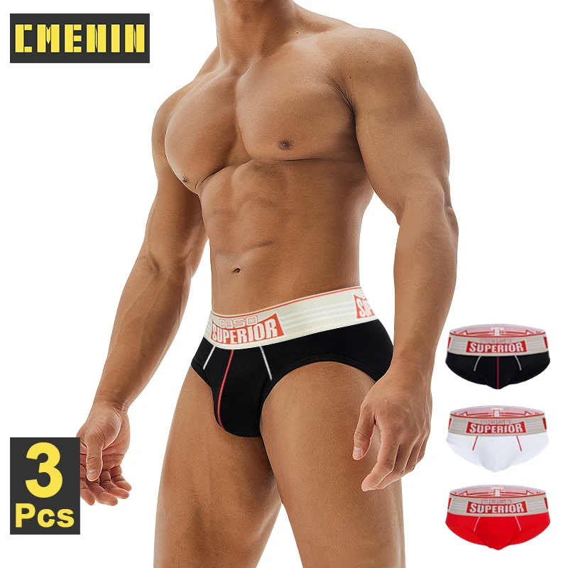 

CMENIN 3pcs Sexy Cotton Mens Bikini Briefs Wide Belt Hip Lifting Men's Brief Underwear Sissy Gays Jockstrap Panties Male Briefs