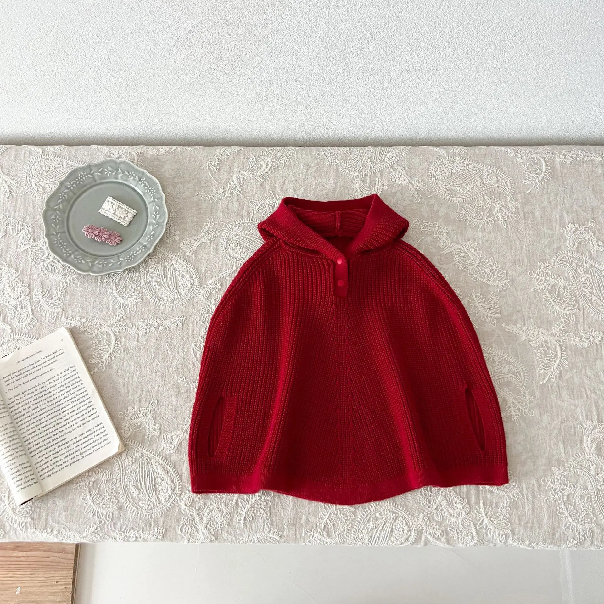 Autumn Newborn Infant Baby Boy Girls Knit Pullover Cloak Hooded Sweet Cute Sweater Kids Fashion Baby Clothing