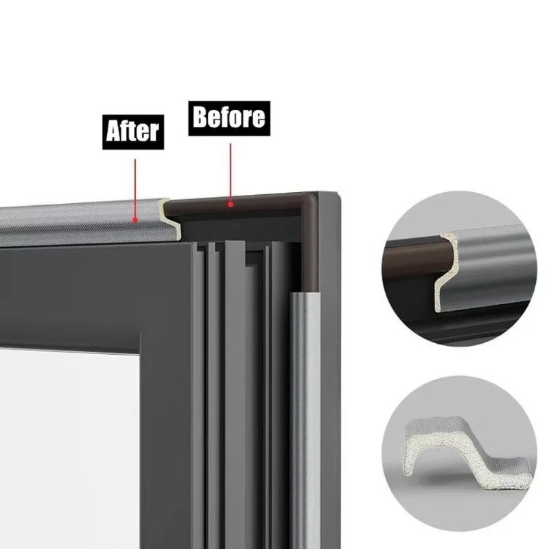 Window Seal Strip 40M S Type Casement Window Seal tape Energy Saving Acustic Foam Weather Stripping Door Gap Filler Noise Reduction