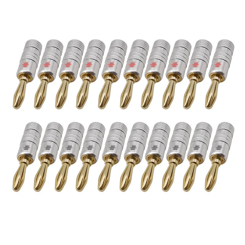 Banana Plug Masculino Conectores para Alto-falantes Audio Speaker Plugs Screw Lock Wire Cabo Audios Jack mm 20 Pcs