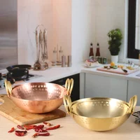 Marmite sèche en cuivre pur, marmites épaisses, marmite créative de haute qualité, poêle à alcool doré, casseroles et poêles 6
